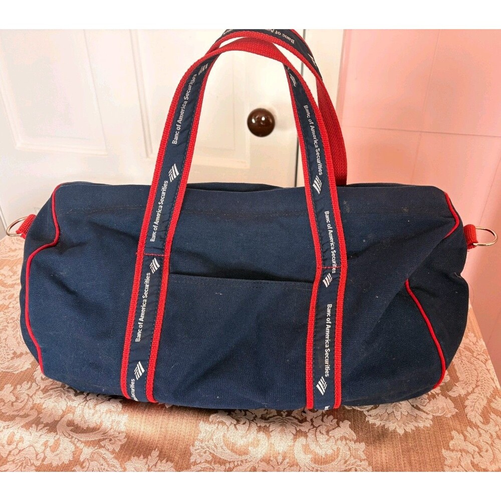 Navy & Red Canvas Duffle Bank of America Gym/Banker Bag Y2K Wall Street